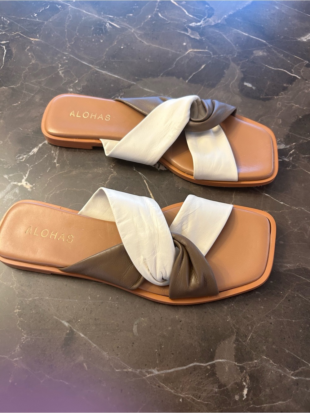 ALOHAS Nomad Sandals Camel Cream Size 6-1/2 EU 37